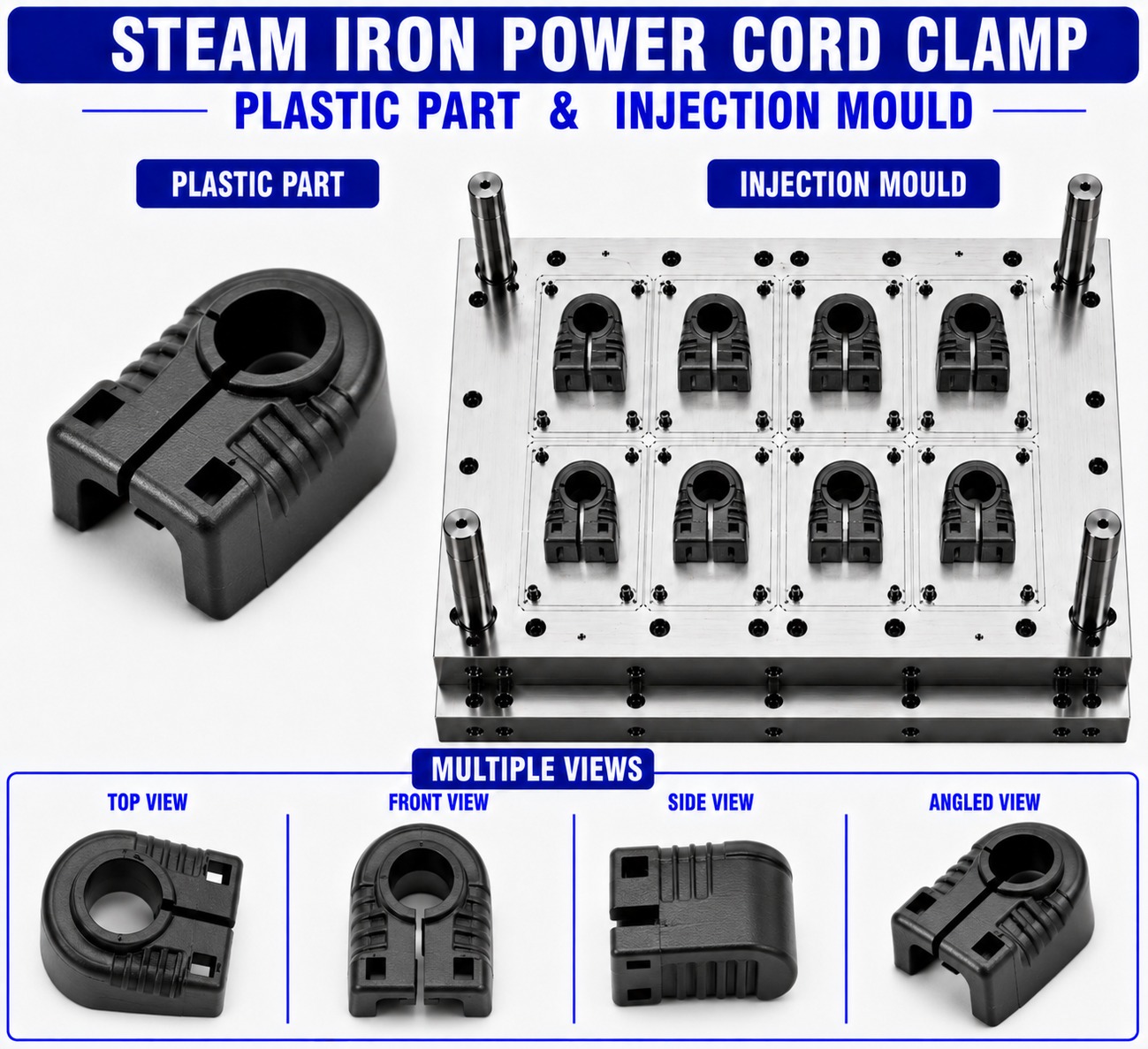 Steam Iron Plastic Power Cord Clamp Mould and Moulding Service